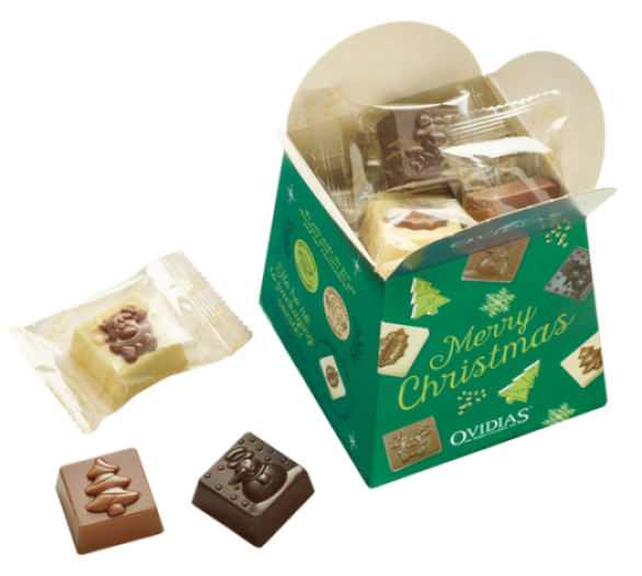 Ballotin Merry Christmas avec mélange de chocolats (200g)