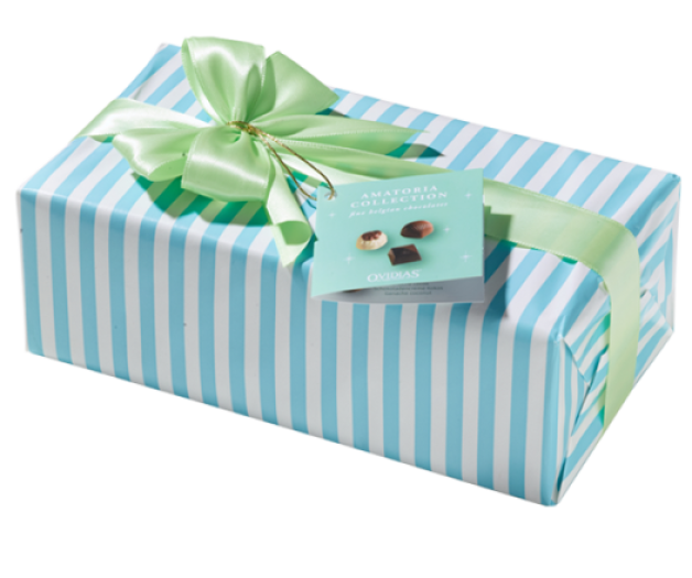 Gift-wrapped box with bow Blue-white (250g)